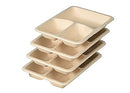 3 Compartment Rectangular Disposable Party Disposal Thali, Sugarcane Bagasse, Brown