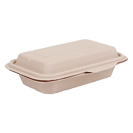 Disposable Clamshell 750 ML, Hard Food Box, Brown, Biodegradable Takeaway corn starch Container with attached Lid