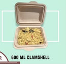 Disposable Clamshell 600 ML, Hard Food Box, Brown, Biodegradable Takeaway corn starch Container with attached Lid