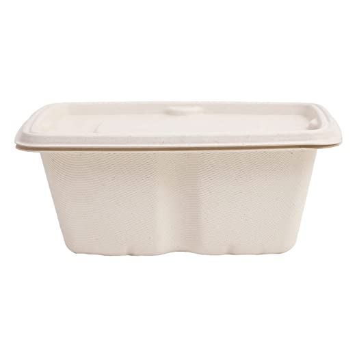 Disposable Containers Box With Lids, Biodegradable Bagasse food Cover storage Bowl ,Take Away Box, Kitchen, Parties, Restaurants, Delivery, Disposal, Brown