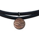4 Elements Leather Choker - Water - Dark Wood